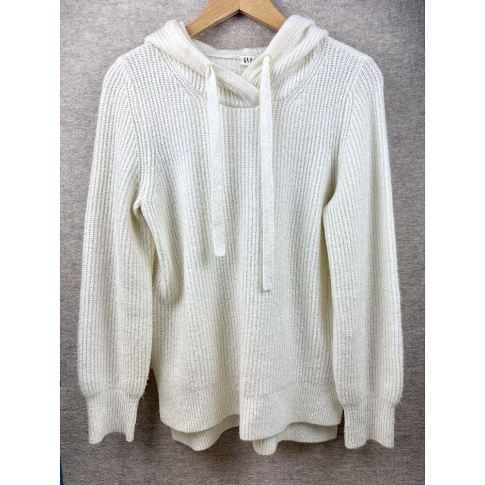 Gap Women’s Off white Long Sleeve Hooded Sweater Small TALL